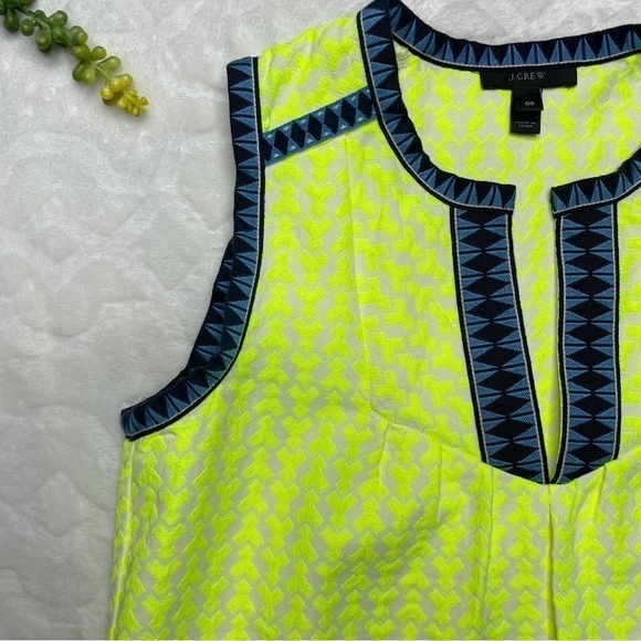 J. Crew Neon Yellow Arrow Print Sleeveless Shift Dress Womens 00 - Picture 6 of 16